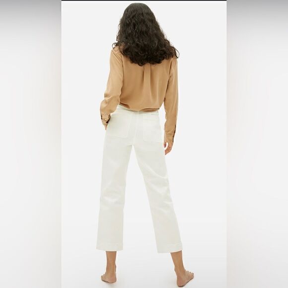 Everlane NWOT White Structure Stretch Wide Leg Minimalist Trouser Pants Pockets - Picture 1 of 6